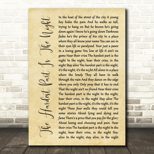 Bon Jovi The Hardest Part Is The Night Rustic Script Song Lyric Print