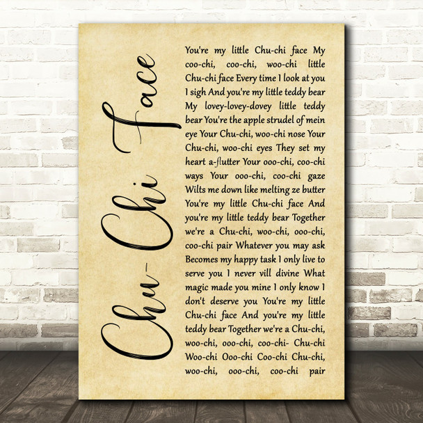 Gert Frobe & Anna Quayle Chu-Chi Face Rustic Script Song Lyric Print