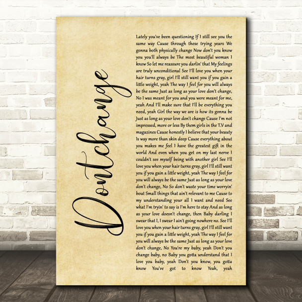 Musiq Dontchange Rustic Script Song Lyric Print