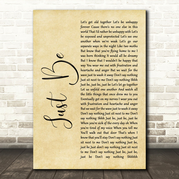 Paloma Faith Just Be Rustic Script Song Lyric Print