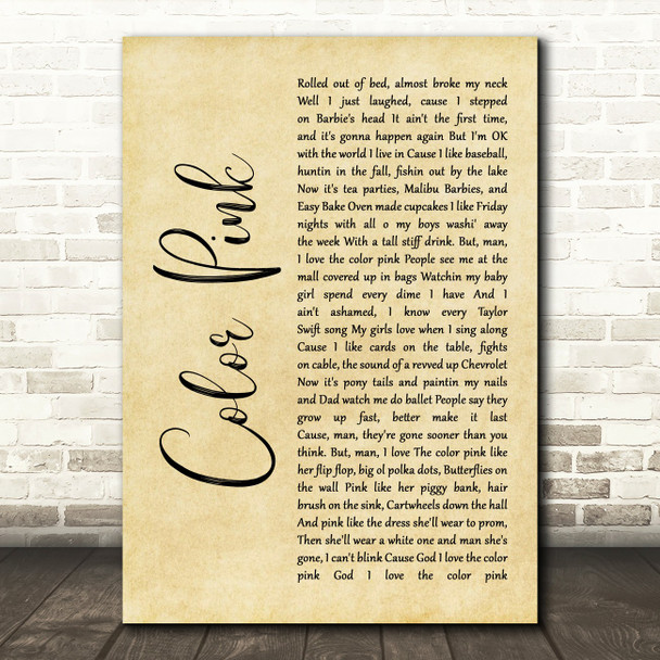 Walker McGurie Color Pink Rustic Script Song Lyric Print