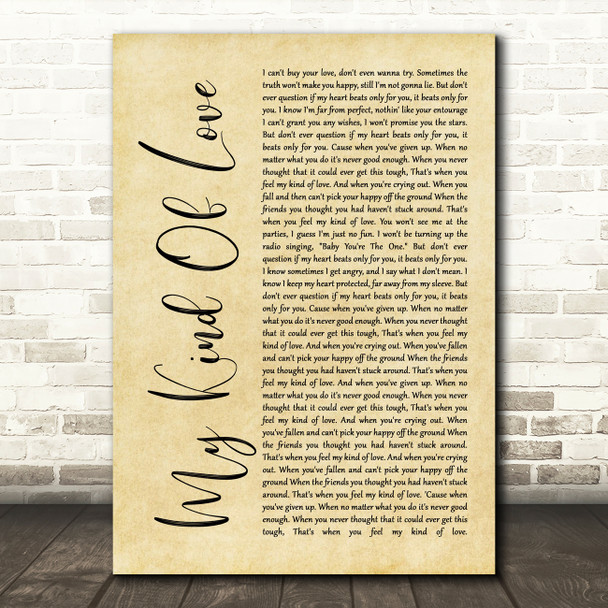 Emeli Sandé My Kind Of Love Rustic Script Song Lyric Quote Print