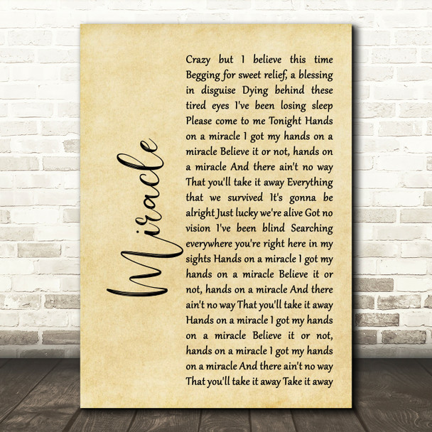 Foo Fighters Miracle Rustic Script Song Lyric Quote Print