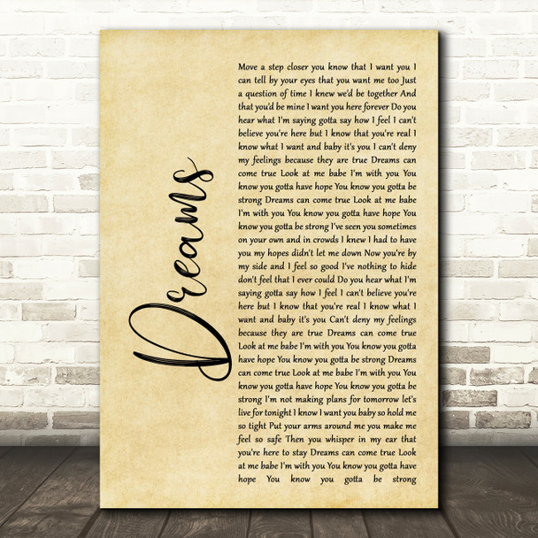Gabrielle Dreams Rustic Script Song Lyric Quote Print