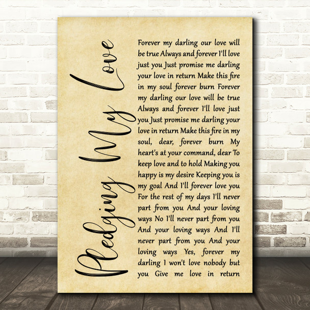Marvin Gaye & Diana Ross Pledging My Love Rustic Script Song Lyric Quote Print