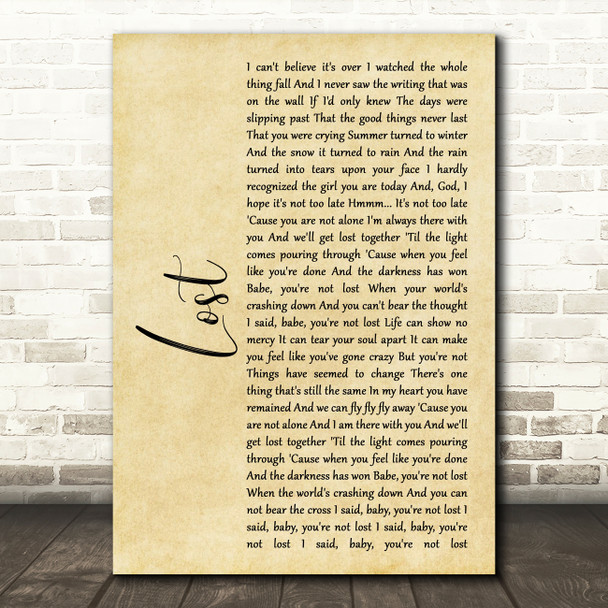 Michael Buble Lost Rustic Script Song Lyric Quote Print