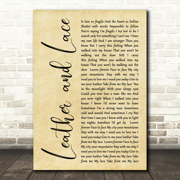 Stevie Nicks Leather And Lace Rustic Script Song Lyric Quote Print
