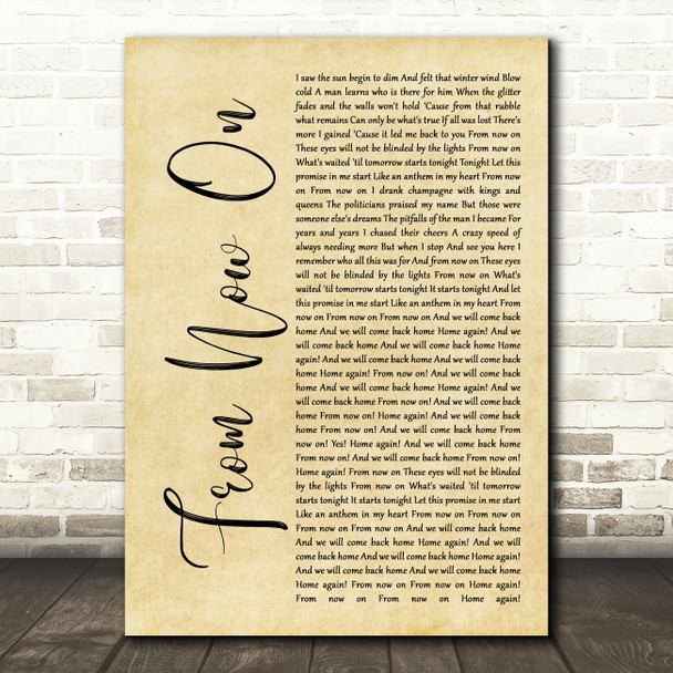 The Greatest Showman From Now On Rustic Script Song Lyric Quote Print