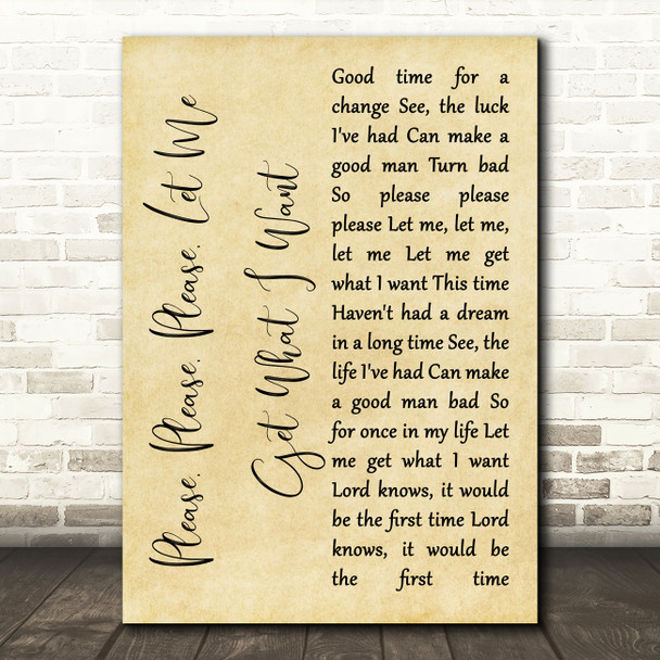 The Smiths Please, Please, Please, Let Me Get What I Want Rustic Script Print