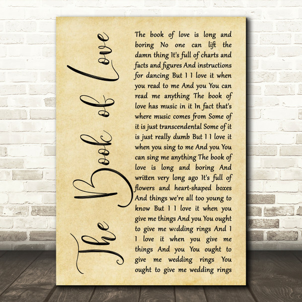 Peter Gabriel The Book of Love Rustic Script Song Lyric Music Art Print