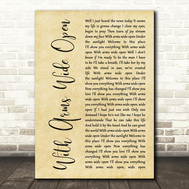 Creed With Arms Wide Open Rustic Script Song Lyric Music Art Print