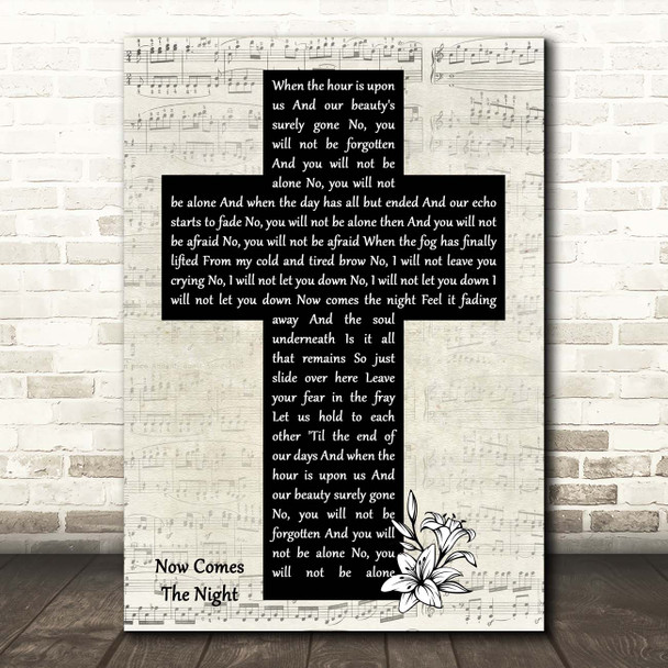 Rob Thomas Now Comes The Night Music Script Christian Memorial Cross Song Lyric Print