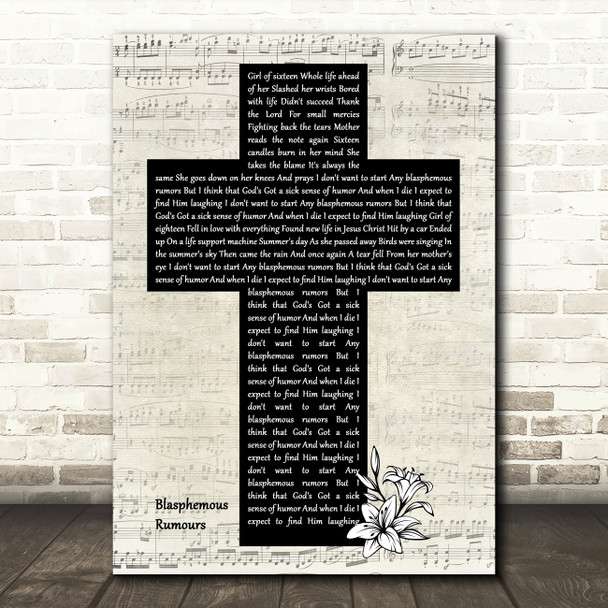 Depeche Mode Blasphemous Rumours Music Script Christian Memorial Cross Song Lyric Music Art Print