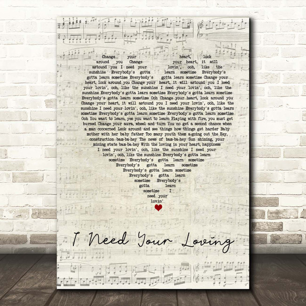Baby D I Need Your Loving Script Heart Song Lyric Print