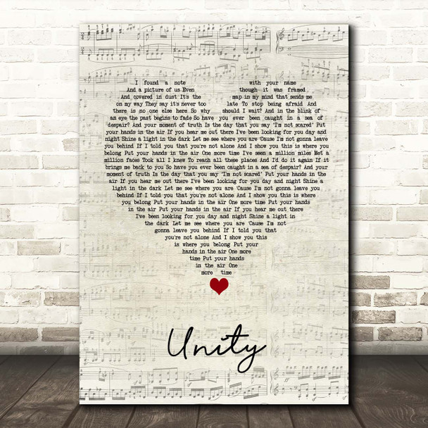 Shinedown Unity Script Heart Song Lyric Print