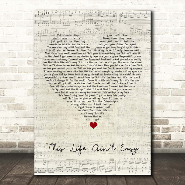 Stereophonics This Life Ain't Easy Script Heart Song Lyric Print