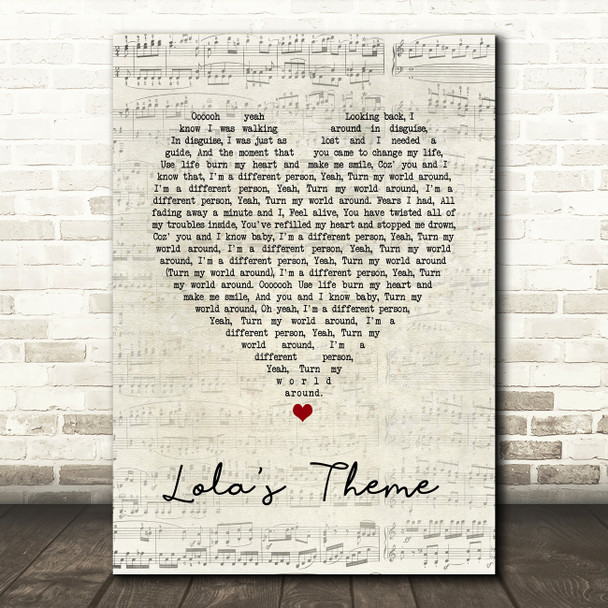 The Shapeshifters Lola's Theme Script Heart Song Lyric Print