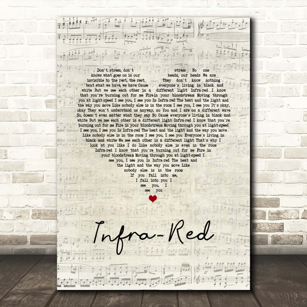 Three Days Grace Infra-Red Script Heart Song Lyric Print