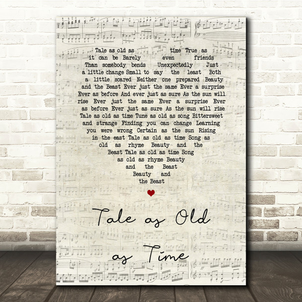 Celine Dion, Peabo Bryson Beauty & The Beast Script Heart Song Lyric Print