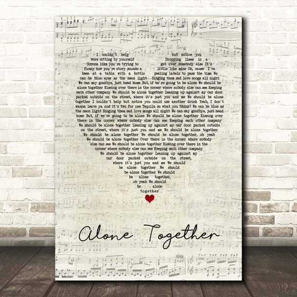 Dan + Shay Alone Together Script Heart Song Lyric Print
