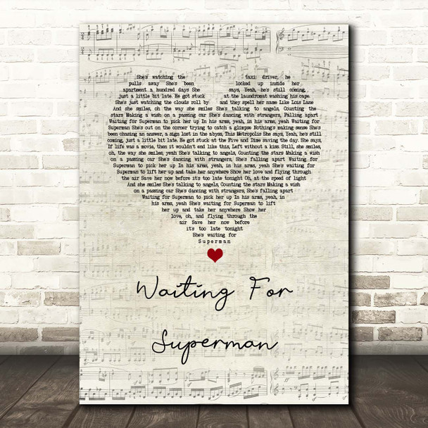 Daughtry Waiting For Superman Script Heart Song Print