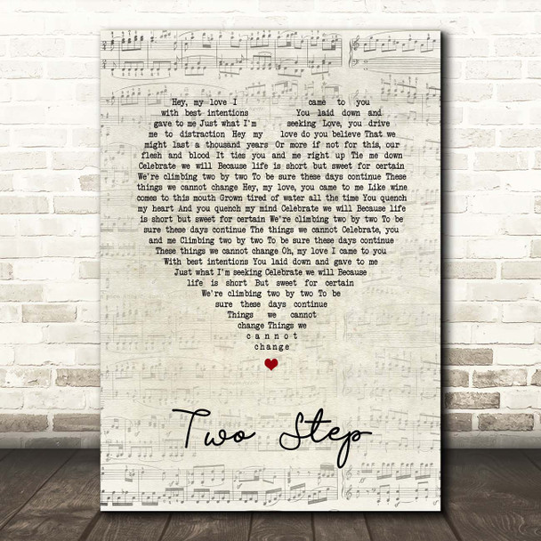 Dave Matthews Band Two Step Script Heart Song Lyric Print
