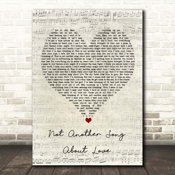 Hollywood Ending Not Another Song About Love Script Heart Song Lyric Print