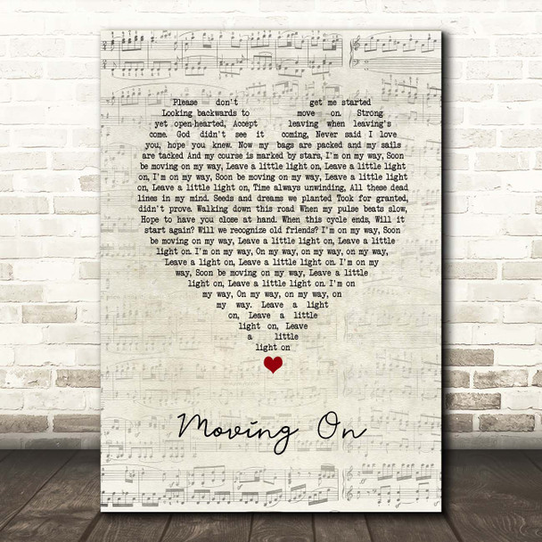 James Moving On Script Heart Song Lyric Print