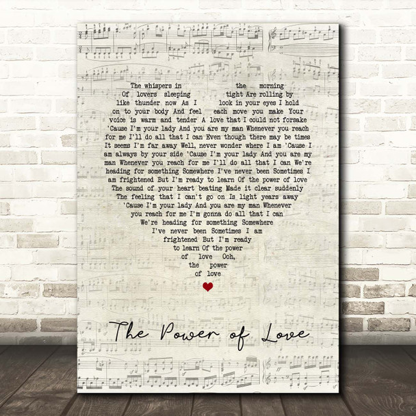 Jennifer Rush The Power of Love Script Heart Song Lyric Print