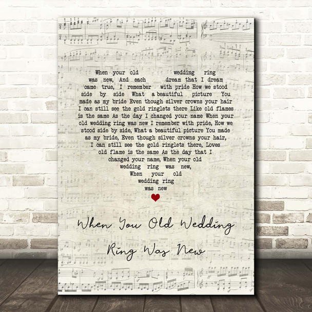Jimmy Roselli When You Old Wedding Ring Was New Script Heart Song Lyric Print