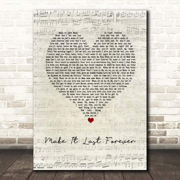 Keith Sweat Make It Last Forever Script Heart Song Lyric Print
