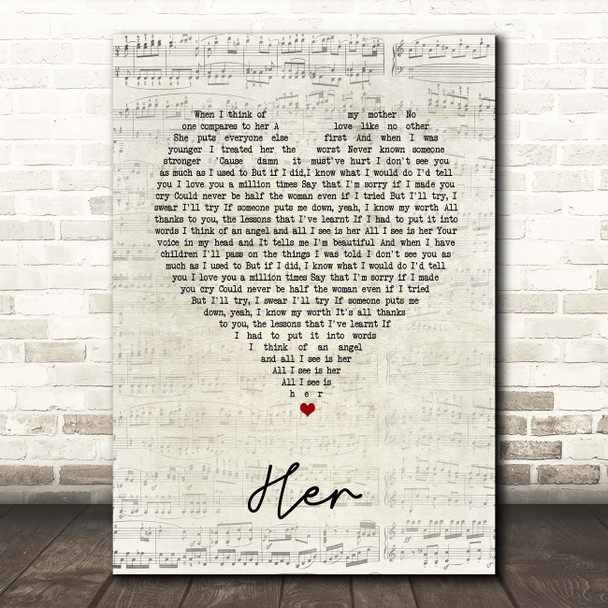 Anne-Marie Her Script Heart Song Lyric Print