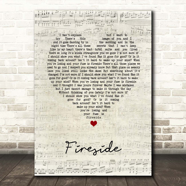 Arctic Monkeys Fireside Script Heart Song Lyric Print
