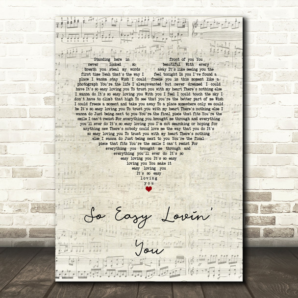 Ronan Keating So Easy Lovin' You Script Heart Song Lyric Wall Art Print