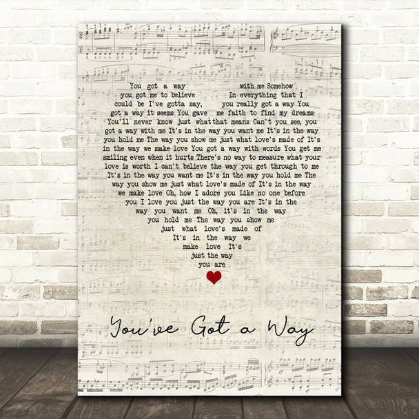 Shania Twain You've Got a Way Script Heart Song Lyric Wall Art Print