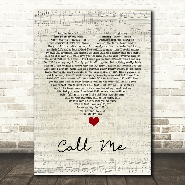 Shinedown Call Me Script Heart Song Lyric Wall Art Print