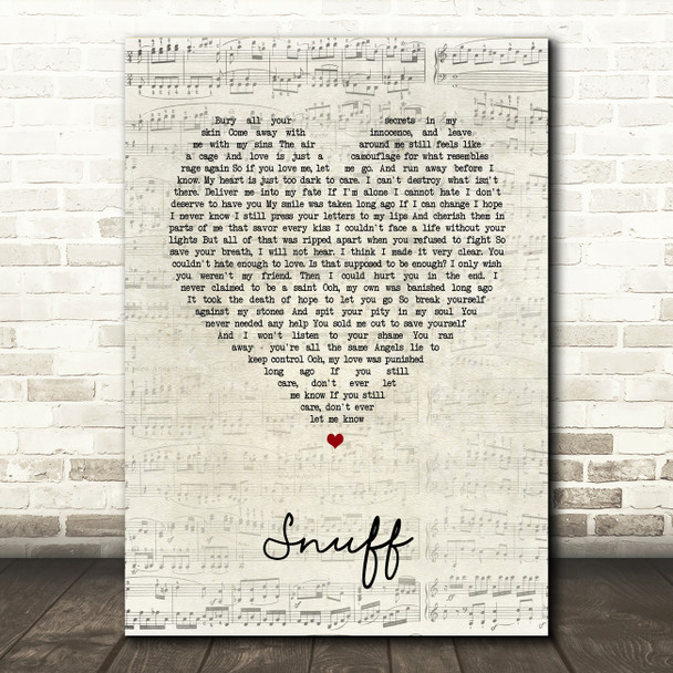 Slipknot Snuff Script Heart Song Lyric Wall Art Print