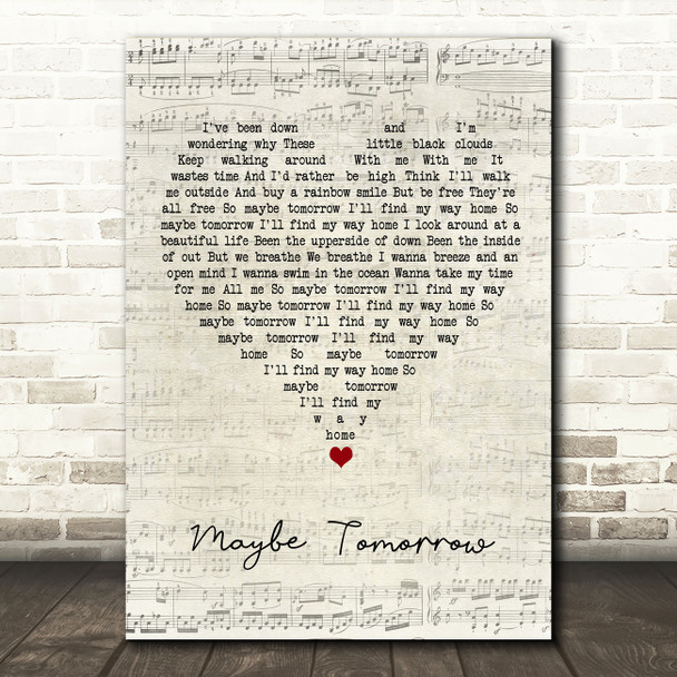 Stereophonics Maybe Tomorrow Script Heart Song Lyric Wall Art Print