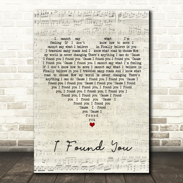 benny blanco & Calvin Harris I Found You Script Heart Song Lyric Wall Art Print