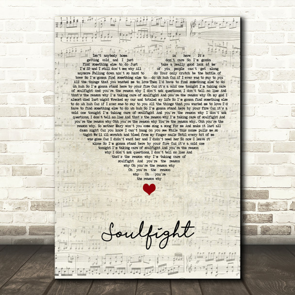 The Revivalists Soulfight Script Heart Song Lyric Wall Art Print