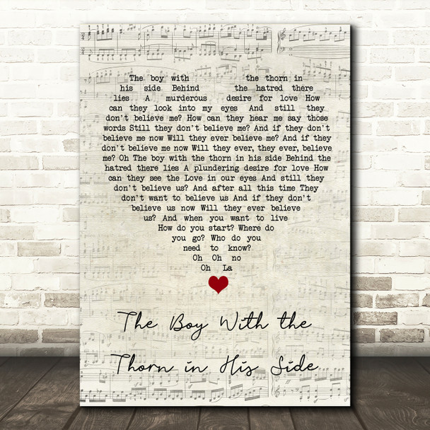The Smiths The Boy With the Thorn in His Side Script Heart Song Lyric Wall Art Print