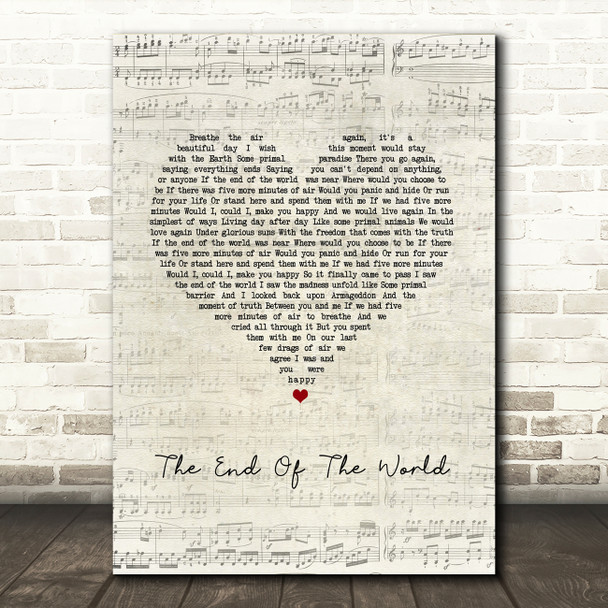 Billie Eilish The End Of The World Script Heart Song Lyric Wall Art Print