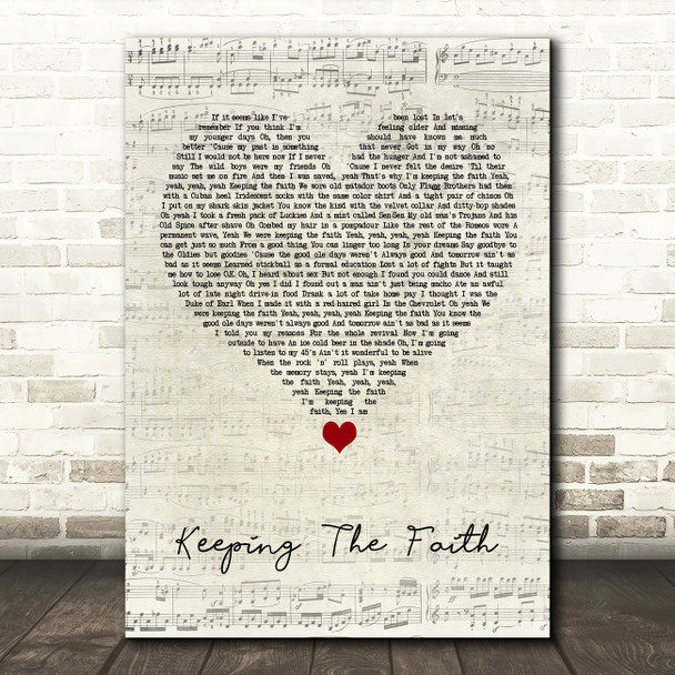Billy Joel Keeping The Faith Script Heart Song Lyric Wall Art Print
