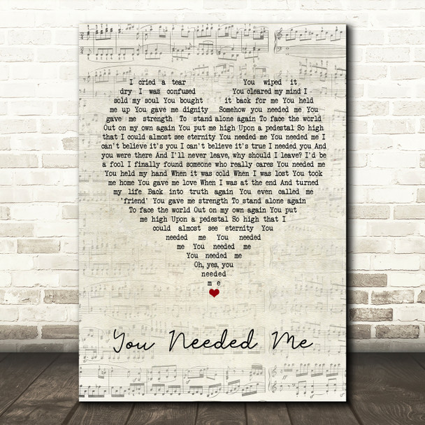Boyzone You Needed Me Script Heart Song Lyric Wall Art Print