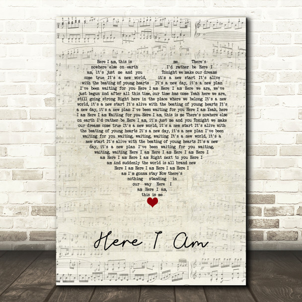Bryan Adams Here I Am Script Heart Song Lyric Wall Art Print