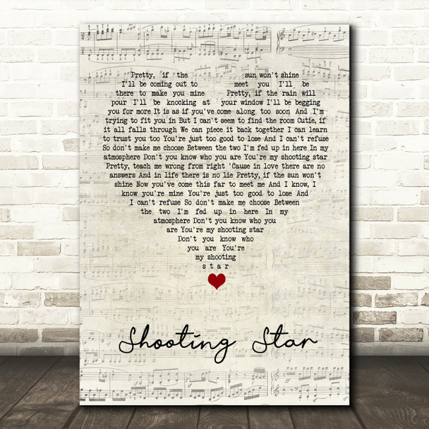 Air Traffic Shooting Star Script Heart Song Lyric Wall Art Print