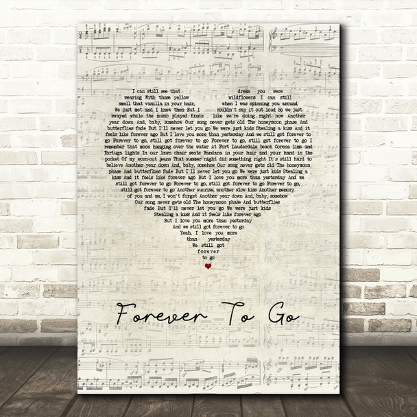 Chase Rice Forever To Go Script Heart Song Lyric Wall Art Print