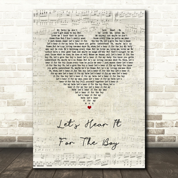 Deniece Williams Let's Hear It For The Boy Script Heart Song Lyric Wall Art Print