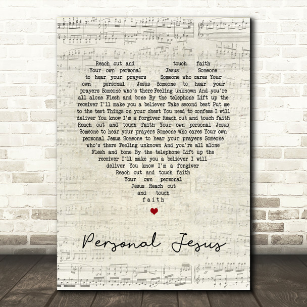 Depeche Mode Personal Jesus Script Heart Song Lyric Wall Art Print