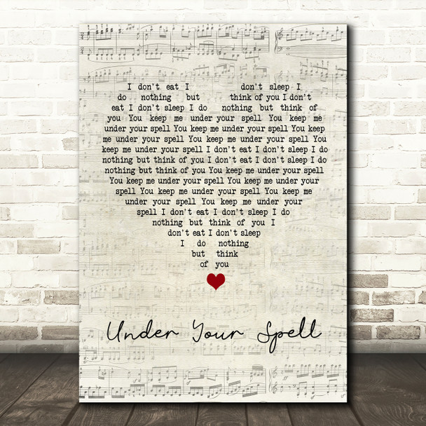 Desire Under Your Spell Script Heart Song Lyric Wall Art Print